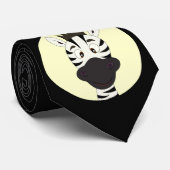 Funny zebra cartoon zwart stropdas (Opgerold)