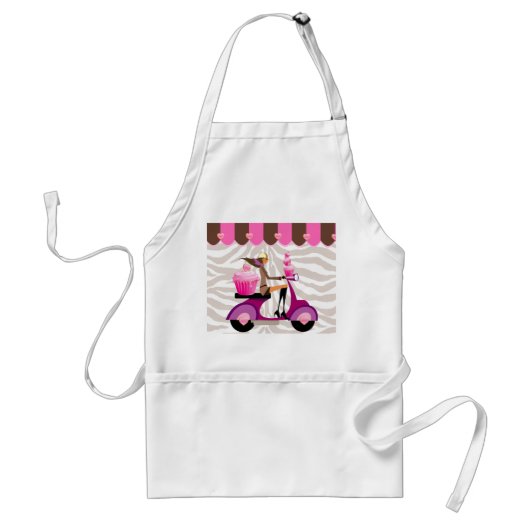 Funny Zebra Cupcake Scooter Girl Bakery Apron Standaard Schort (Voorkant)
