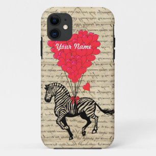 Funny zebra- en hartballonnen Case-Mate iPhone case
