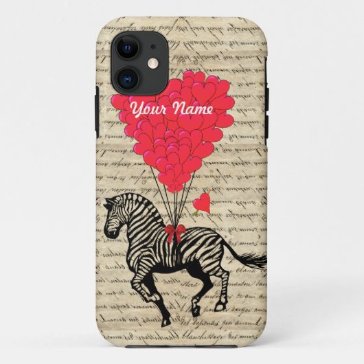 Funny zebra- en hartballonnen Case-Mate iPhone case (Achterkant)