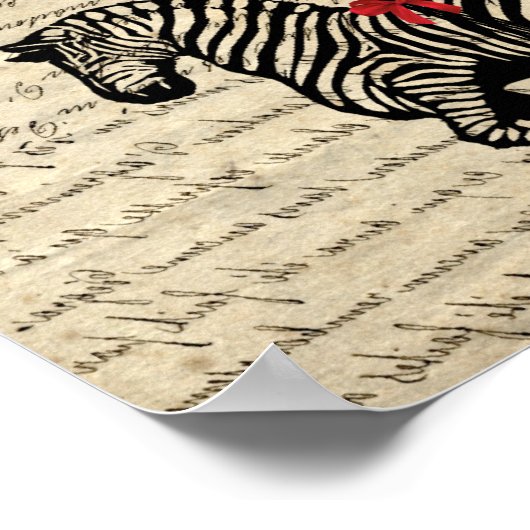 Funny  zebra- en hartballonnen poster (Hoek)