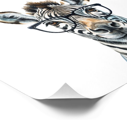 Funny Zebra Het dragen van een bril Foto Afdruk (Hoek)