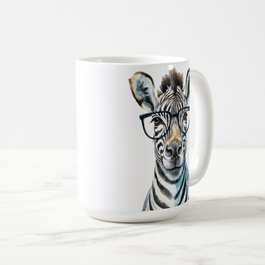 Funny Zebra Het dragen van een bril Koffiemok (Voorkant rechts)