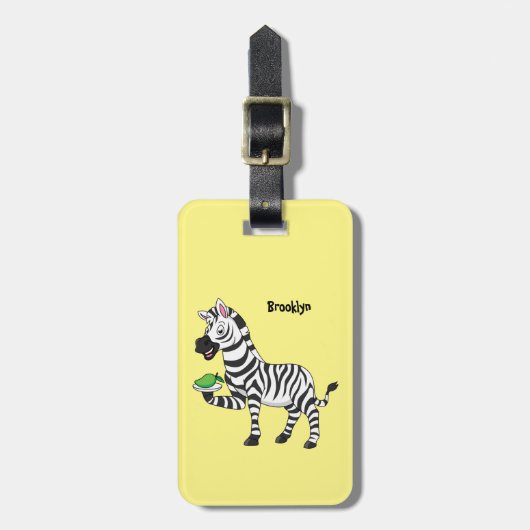 Funny zebra illustratie cartoon bagagelabel (Voorkant verticaal)