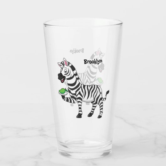 Funny zebra illustratie cartoon glas (Achterkant)