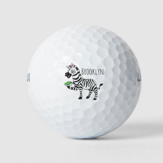 Funny zebra illustratie cartoon golfballen (Voorkant)