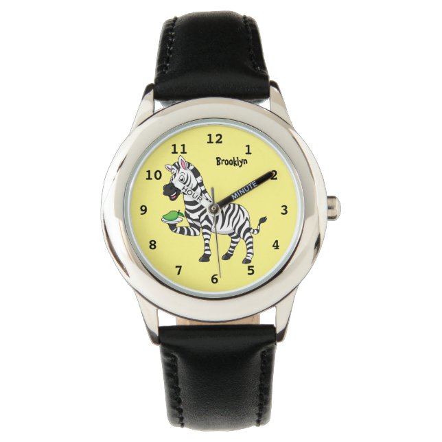 Funny zebra illustratie cartoon horloge (Voorkant)
