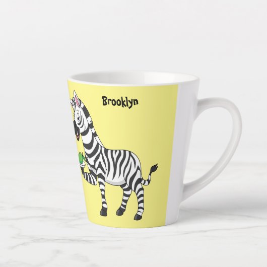 Funny zebra illustratie cartoon latte mok (Rechts)