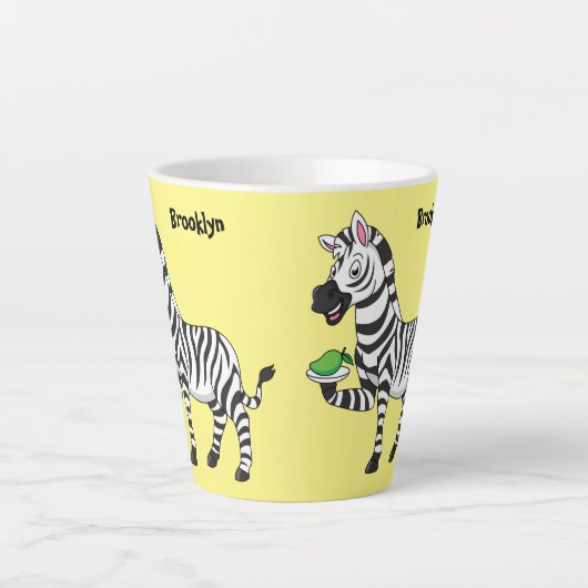 Funny zebra illustratie cartoon latte mok (Voorkant)