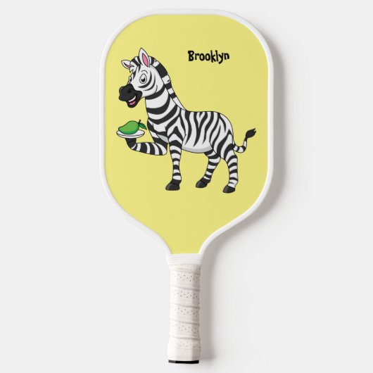 Funny zebra illustratie cartoon pickleball paddle (Achterkant)