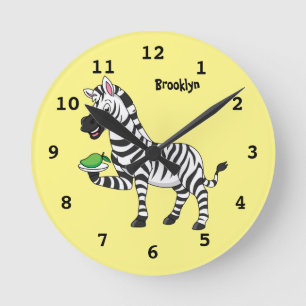 Funny zebra illustratie cartoon ronde klok