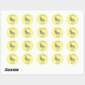 Funny zebra illustratie cartoon ronde sticker (Vel)