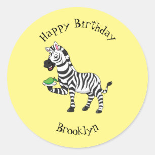Funny zebra illustratie cartoon ronde sticker