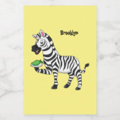 Funny zebra illustratie cartoon voedselcontainer etiket (Enkel label)