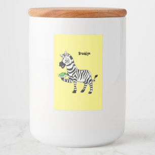 Funny zebra illustratie cartoon voedselcontainer etiket