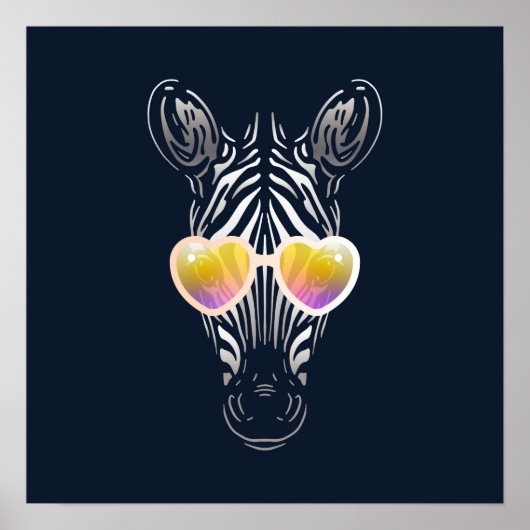 Funny Zebra | Met zonnebril wandafdrukken Poster (Voorkant)