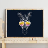 Funny Zebra | Met zonnebril wandafdrukken Poster