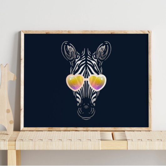 Funny Zebra | Met zonnebril wandafdrukken Poster