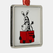Funny Zebra Reading Football Rules Book Metalen Ornament (Rechts)