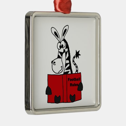 Funny Zebra Reading Football Rules Book Metalen Ornament (Rechts)
