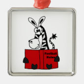 Funny Zebra Reading Football Rules Book Metalen Ornament (Voorkant)