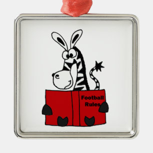 Funny Zebra Reading Football Rules Book Metalen Ornament