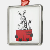 Funny Zebra Reading Football Rules Book Metalen Ornament (Links)