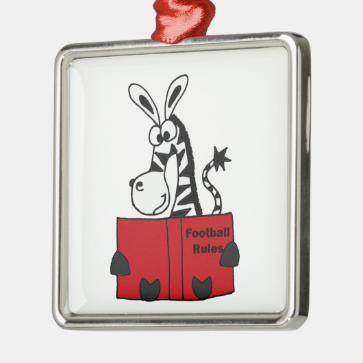 Funny Zebra Reading Football Rules Book Metalen Ornament (Links)