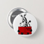 Funny Zebra Reading Football Rules Book Ronde Button 5,7 Cm (Voorkant /achterkant)