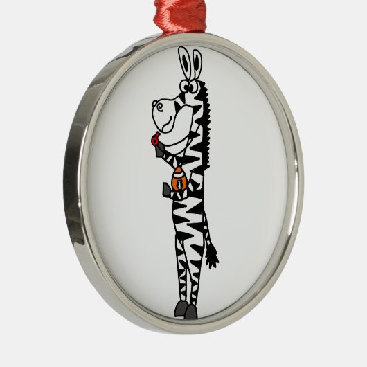 Funny Zebra Reference Original Art Metalen Ornament (Rechts)