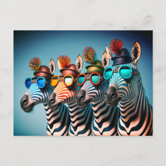 Funny Zebras Cute Zoo Animals Party Petten Glasses Briefkaart