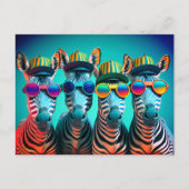 Funny Zebras Cute Zoo Animals Party Petten Glasses Briefkaart (Voorkant)