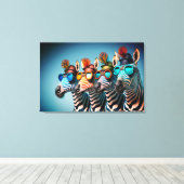 Funny Zebras Cute Zoo Animals Party Petten Glasses Canvas Afdruk (Insitu (Houten vloer))