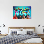 Funny Zebras Cute Zoo Animals Party Petten Glasses Canvas Afdruk (Insitu (Slaapkamer))