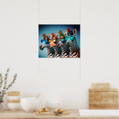Funny Zebras Cute Zoo Animals Party Petten Glasses Poster (Keuken)