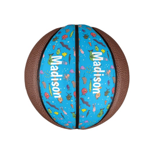 Funny zee createert cartoon illustratiepatroon basketbal (Verticaal)