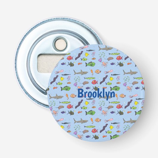 Funny zee createert cartoon illustratiepatroon button flesopener (Voorkant)