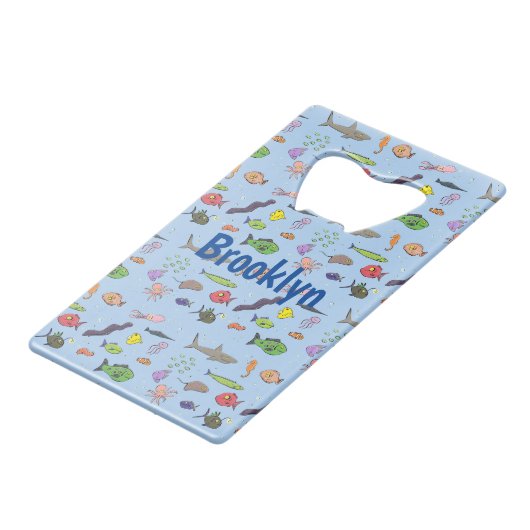 Funny zee createert cartoon illustratiepatroon creditkaart flessenopener (Achterkant Gekanteld)