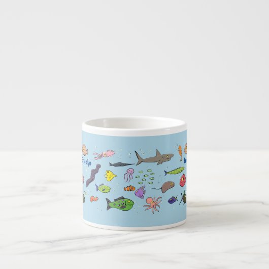 Funny zee createert cartoon illustratiepatroon espresso kop (Voorkant)