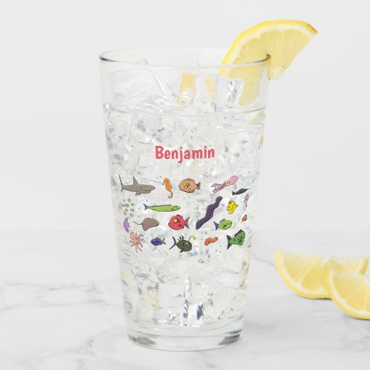 Funny zee createert cartoon illustratiepatroon glas (Achterkant ijs)