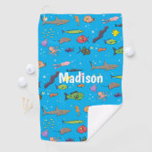 Funny zee createert cartoon illustratiepatroon golfhanddoek (Insitu)
