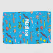 Funny zee createert cartoon illustratiepatroon golfhanddoek (Horizontaal)