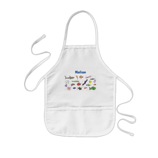 Funny zee createert cartoon illustratiepatroon kinder schort (Voorkant)