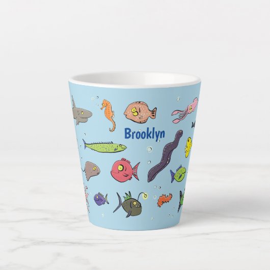 Funny zee createert cartoon illustratiepatroon latte mok (Voorkant)