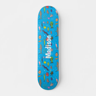Funny zee createert cartoon illustratiepatroon persoonlijk skateboard