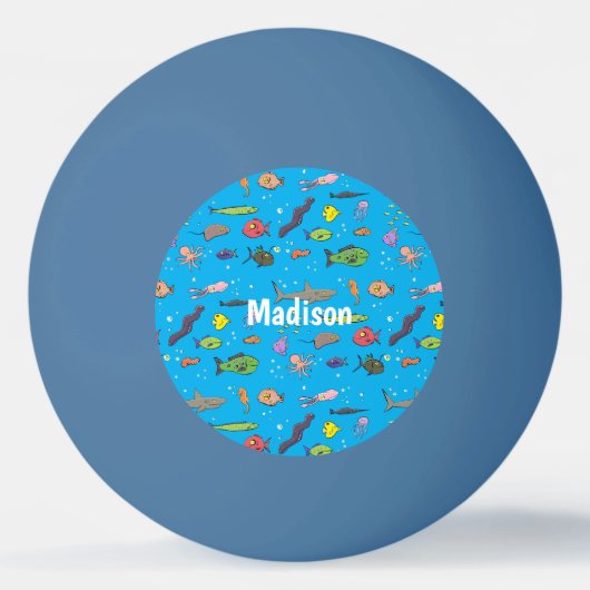 Funny zee createert cartoon illustratiepatroon pingpongbal (Voorkant)