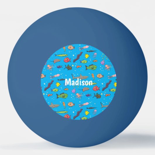 Funny zee createert cartoon illustratiepatroon pingpongbal (Achterkant)