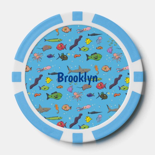 Funny zee createert cartoon illustratiepatroon poker chips (Voorkant)