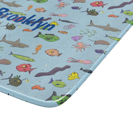 Funny zee createert cartoon illustratiepatroon snijplank (Hoek)