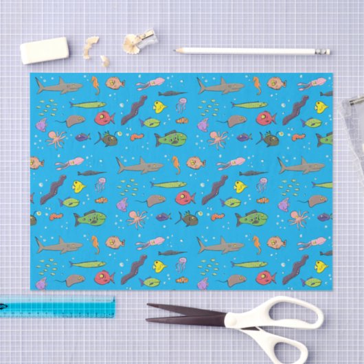 Funny zee createert cartoon illustratiepatroon tissuepapier (Craft)